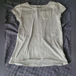 Crazy 8 White Tee with Lace Pocket